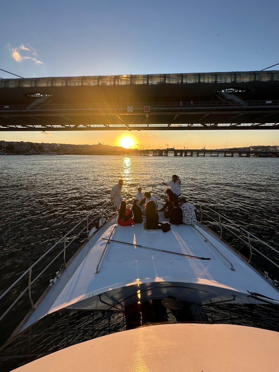 Private Bosphorus yacht at sunset in Istanbul